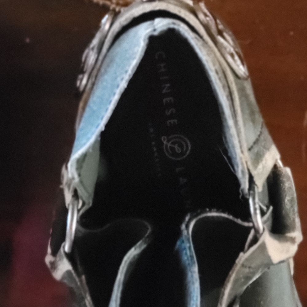 CHINESE LAUNDRY Black DISTRESSED Leather Boots with Silver Accents - Picture 8 of 9